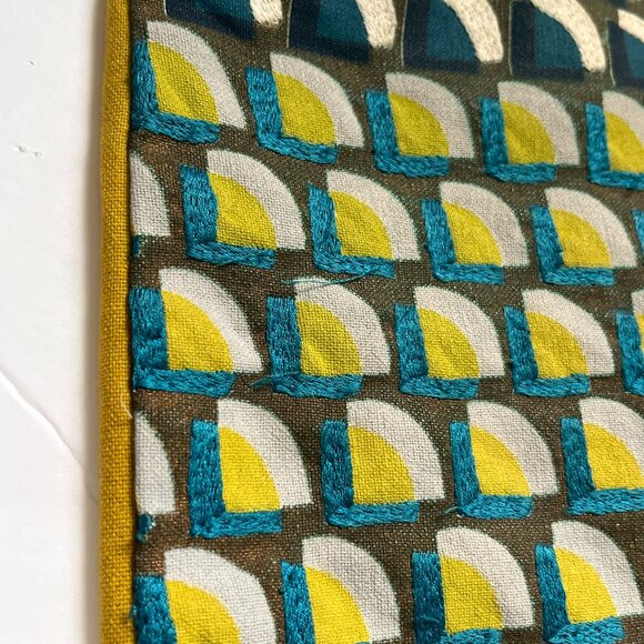 Set of 2: WEST ELM Avant Garde Pillow Cover, Blue/Yellow/Multi - Picture 11 of 12